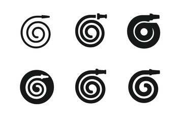 Hose Logo Variations. Hose. Icon set. Set Logo of hose: sprinkler head. harmonious logo variations of the same emblematic concept, each with different artistic