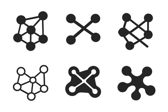 Data Science Logos. Data science. Icon set. Set Logo of data science: clustering scatter plot with centroid. harmonious logo variations of the same emblematic