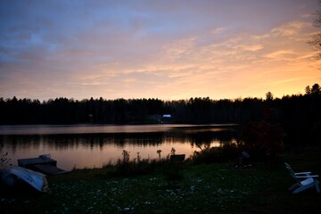 sunset over lake