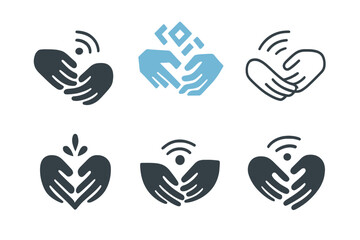 Obraz premium Digital Networking Icons. Social and digital networking. Icon set. Set Logo of social and digital networking: laptop with wireless signals linking user icons.