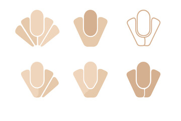 Obraz premium Natural Nail Icons. Natural nails. Icon set. Set Logo of natural nails: nude nail color swatch palette. harmonious logo variations of the same emblematic