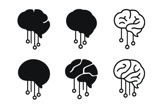 Technology Learning Icons. Learning new technologies. Icon set. Set Logo of Learning new technologies: online course window. harmonious logo variations of the