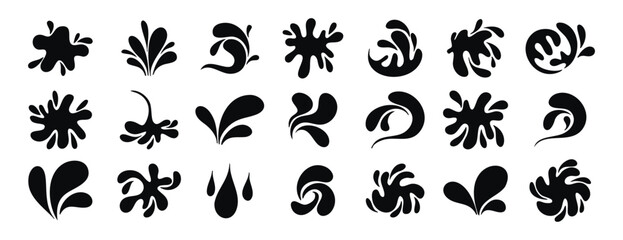 Monochrome doodle water drops and splashes line art hand drawn © Yanka