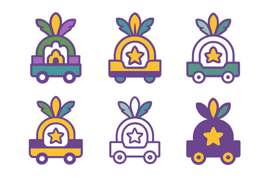 Carnival Logo Variations. Carnival celebration. Icon set. Set Logo of carnival celebration: trumpet horn. harmonious logo variations of the same emblematic