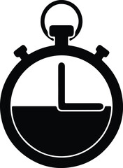 Illustration classic stopwatch showing seconds time silhouette vector