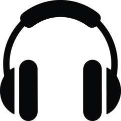 Illustration headphones icon minimalist music listen sound silhouette vector