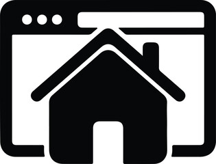Illustration house icon inside browser simple website silhouette vector