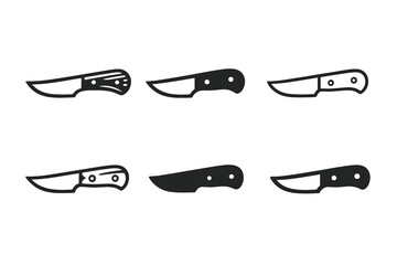Carving Knife Logos. Carving knife. Icon set. Set Logo of Carving knife: Chef?s carving knife. harmonious logo variations of the same emblematic concept, each