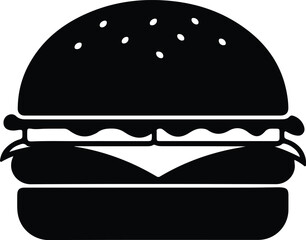 Illustration of a black burger fast food silhouette vector