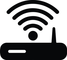 Illustration of a wifi router black and white silhouette vector
