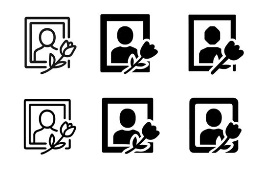 Memorial Logo Variations. Remembering loved ones with special memorial traditions. Icon set. Set Logo of remembering loved ones with special memorial