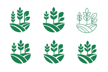 Multi-Cropping Logo Variations. Multi-Cropping Systems. Icon set. Set Logo of Multi-Cropping: sustainable farming layout. harmonious logo variations of the