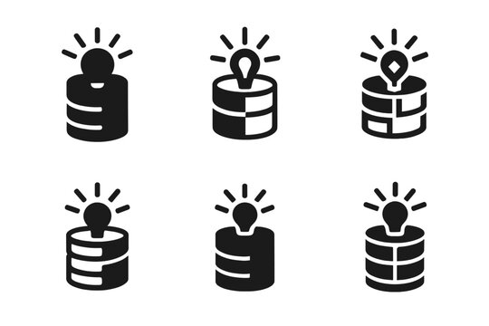 Data Science Logos. Data science. Icon set. Set Logo of data science: clustering scatter plot with centroid. harmonious logo variations of the same emblematic