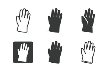 Obraz premium Rubber Glove Icons. Rubber Gloves. Icon set. Set Logo of Rubber Gloves: Glove with water droplets. harmonious logo variations of the same emblematic concept