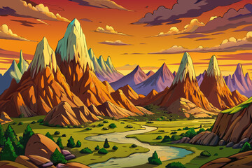 Amazing mountains at sunset in Isle of Skye, Scotland, dramatic rugged landscape with vibrant sky, scenic highlands, stunning natural beauty is perfect for travel, nature and adventure themes.