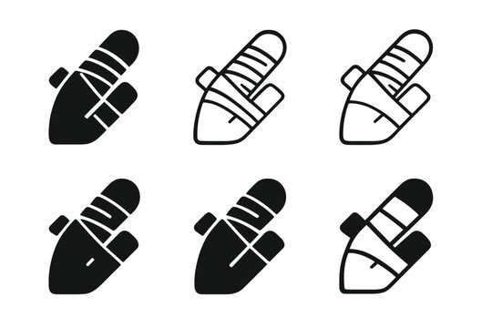 Bandage Icon Set. Bandages and gauze. Icon set. Set Logo of bandages and gauze: scissors cutting gauze strip. harmonious logo variations of the same emblematic