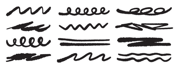 Hand drawn underline strokes decorative design art pattern texture line accent