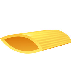 Golden Yellow Rigatoni Pasta Isolated on White Background with Soft Studio Lighting and Detailed Texture