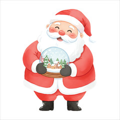 Santa Claus shaking snow globe vector isolated white background Christmas
