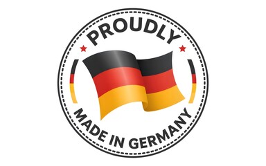 Obraz premium Proudly Made in Germany, Made in Germany Stamp for product branding, Logo, Print Marketing symbolic national emblem, patriotic graphics. 