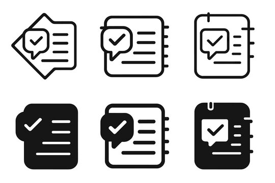 Planner Icon Variations. Using an app or paper planner to organize thoughts and appointments. Icon set. Set Logo of using an app or paper planner to organize