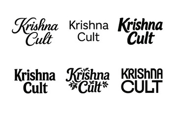 Obraz premium Krishna Cult Typography. Krishna Cult. Set lettering. harmonious lettering variations of the same emblematic concept, each with different artistic