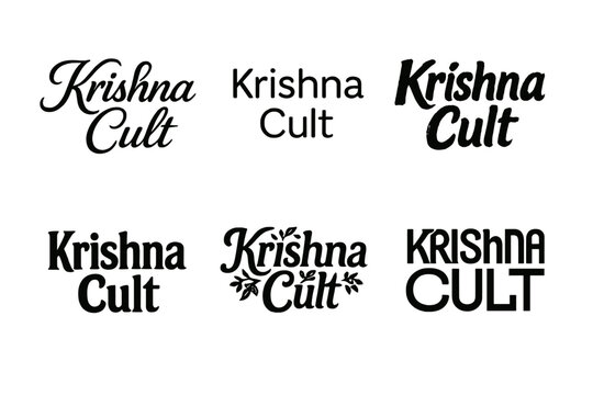 Krishna Cult Typography. Krishna Cult. Set lettering. harmonious lettering variations of the same emblematic concept, each with different artistic
