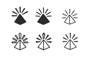 Fototapeta premium Prismatic Insight Icons. Unexpected epiphany. Icon set. Set Logo of unexpected epiphany: prism scattering rays of insight outward. harmonious logo variations