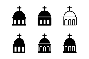 Obraz premium Church Architecture Icons. The development of Christian church architecture. Icon set. Set Logo of The development of Christian church architecture: Nave