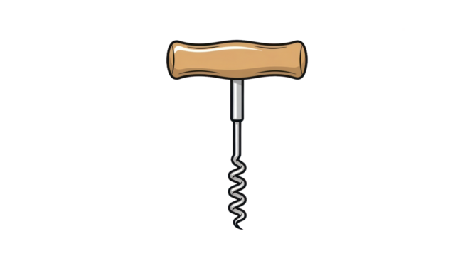 Illustrated corkscrew on transparent background for design and product concepts - Powered by Adobe