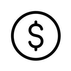 Isolated black dollar currency icon in a circle