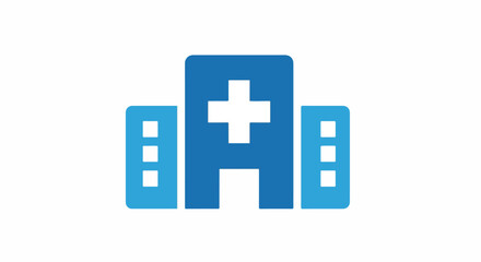 Obraz premium Vector illustration of hospital icons and medical tools on a white background. Perfect for healthcare presentations, medical websites, and hospital brochures.