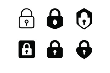 Online Privacy Icons. Online privacy concerns and data breaches. Icon set. Set Logo of Online privacy: Padlock. harmonious logo variations of the