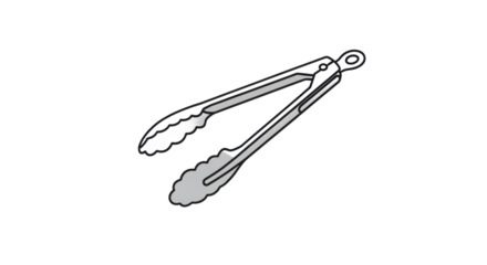 Metal kitchen tongs illustration isolated on transparent background for cooking concept