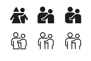 Fototapeta premium Mentoring Logo Collection. A professional participating in a networking event to grow their career. Icon set. Set Logo of mentoring: experienced leader guiding