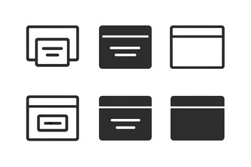 Mobile UI Icons. Mobile UI components. Icon set. Set Logo of Modal Window: Pop-up interface. Abstract geometric, Stylized detail, Minimal outline, Filled