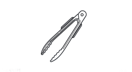 Metal tongs illustration isolated with clipping path for culinary and kitchen use