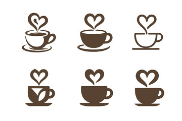 Obraz premium Coffee and Tea Icons. Coffee and tea. Icon set. Set Logo of coffee and tea: coffee bean. harmonious logo variations of the same emblematic concept, each with