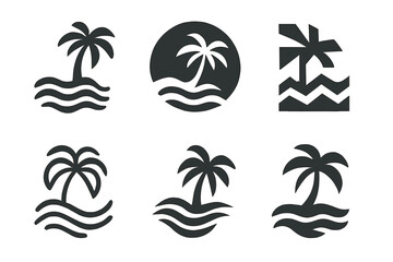 Obraz premium Summer Festival Logos. Summer music festival themes and decor. Icon set. Set Logo of Summer music festival themes and decor: crowd with hands raised.