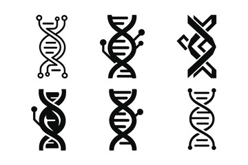 Biohacking Logo Variations. DIY biohacking and body modification. Icon set. Set Logo of biotechnology: DNA strand with circuit lines. harmonious logo
