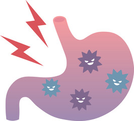 ウイルスに侵された胃