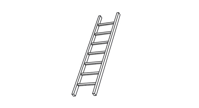 Metallic ladder isolated on transparent background for conceptual designs