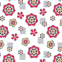 Colorful flowers with honeycomb pattern