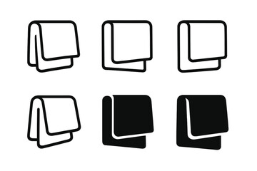 Kitchen Logo Harmony. Organizing the kitchen after dinner. Icon set. Set Logo of kitchen organization: folded dish towel. harmonious logo variations of the