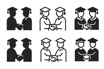 University Welcome Logos. Student orientations and welcome events at universities. Icon set. Set Logo of Student orientations and welcome events at