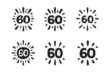 Birthday Logo Variations. Birthday milestone. Icon set. Set Logo of birthday milestone: layered cake with candles marking age. harmonious logo variations of