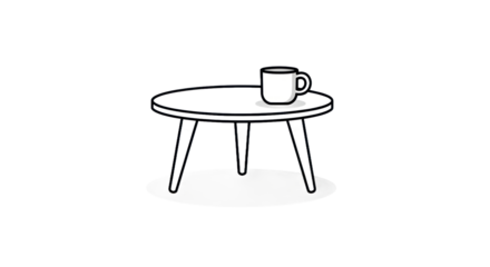 Minimalist coffee table with mug illustration vector graphic isolated