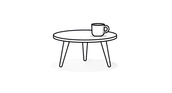Minimalist coffee table with mug illustration vector graphic isolated