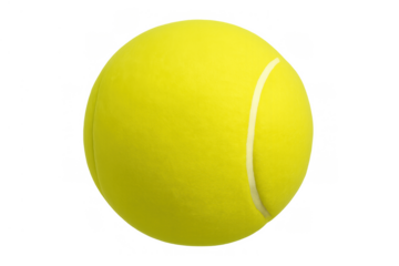 Yellow tennis ball isolated on transparent background, playing sport game, exercising for fitness and recreation