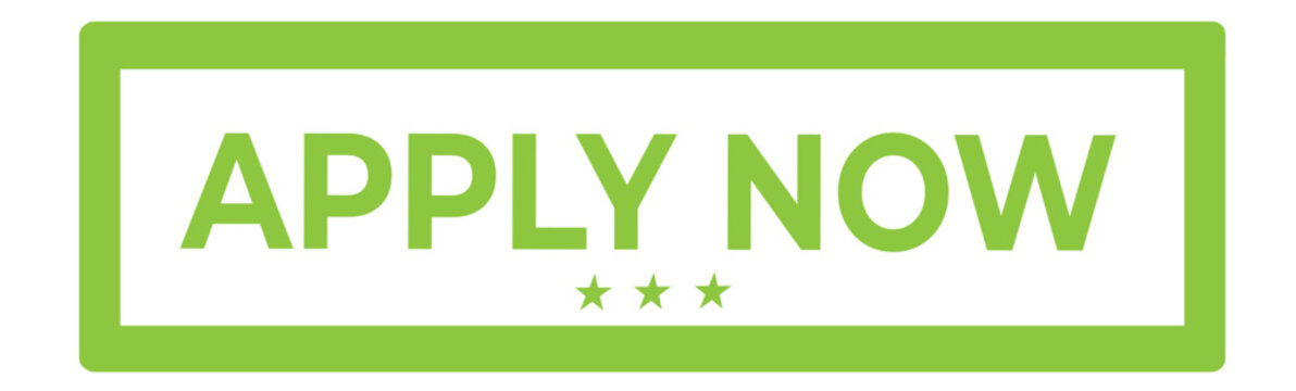 apply now green button label icon &ndash; minimal approval badge banner graphic